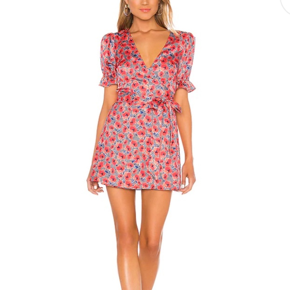 Revolve House of Harlow Red Poppy Wrap small Aja Mini Dress Small